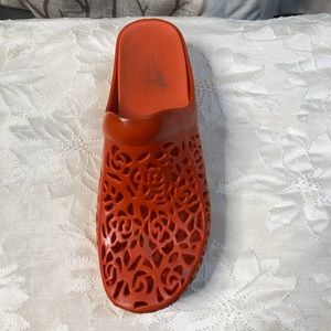 Dansko, size 40, orange clogs.